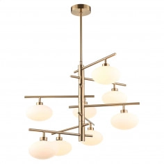 LAMPA sufitowa FIORENZO MDM3661-8 BRO+W Italux metalowa OPRAWA szklana kulista sticks cumulus mosiądz biała