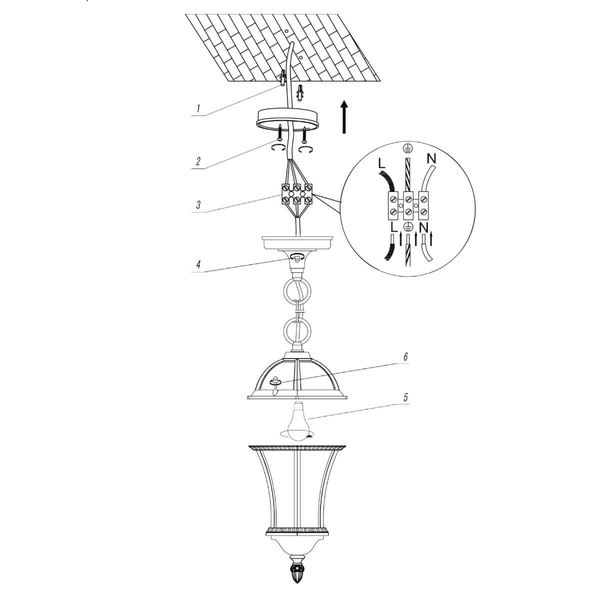 Lampa wisząca latarnia Drayton YG-3503 Endon IP44 przezroczysty czarny