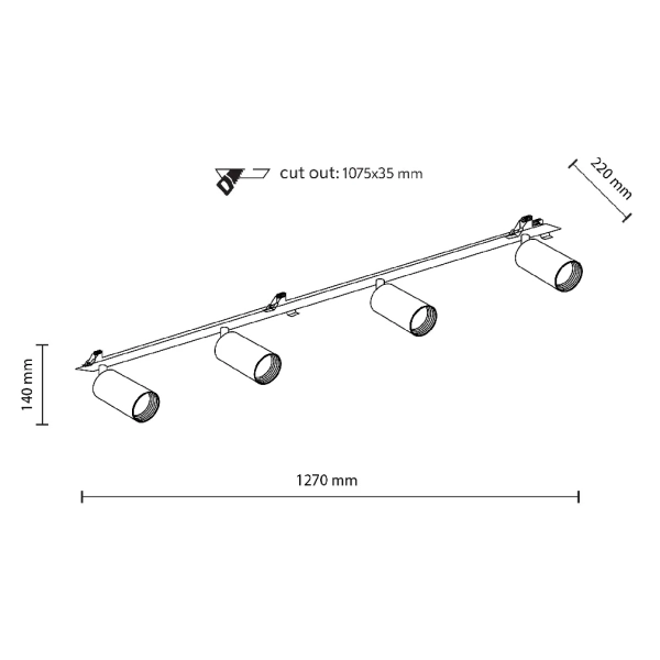 Podłużna regulowana sufitowa lampa Amis 10809 tubki czarny