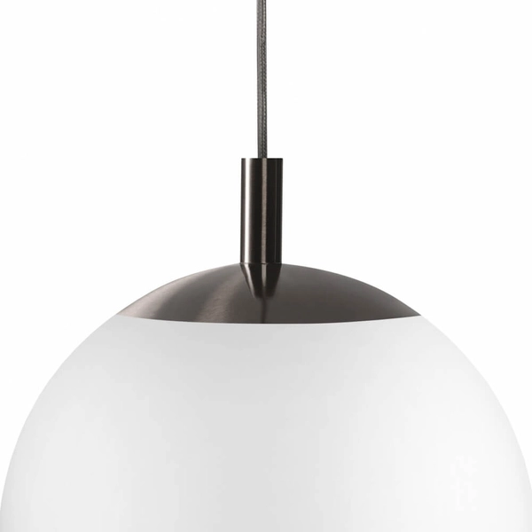 Okrągła lampa wisząca ALUR 11142320 Kaspa metalowa szklana biała czarna