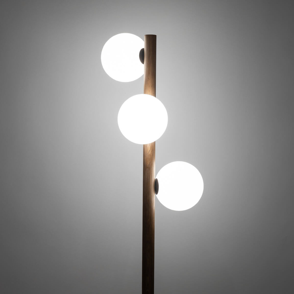 Lampa podłogowa do salonu Estera 16045 kulki drewniana biała