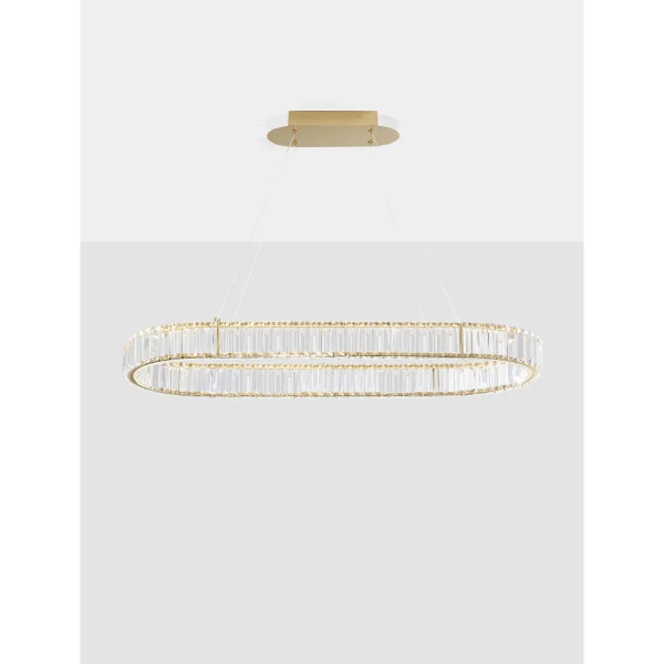 Owalna lampa wisząca Bauta crystal LED 48W glamour złota