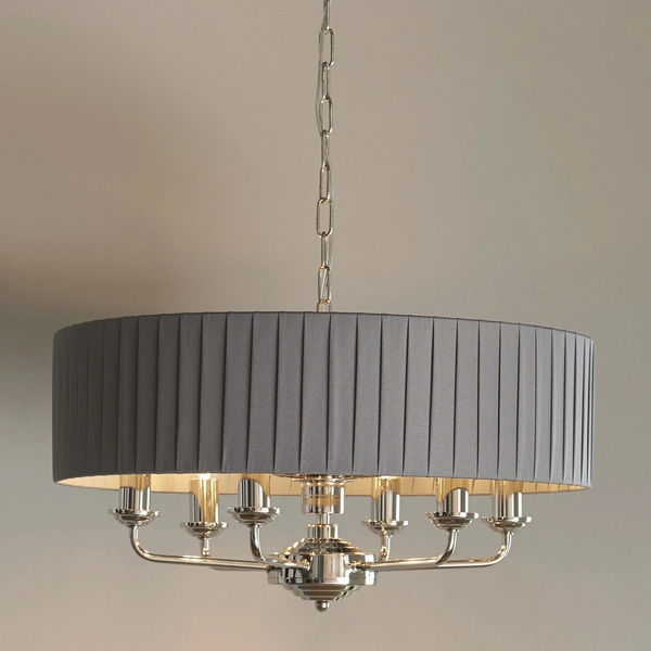 Lampa zwis Highclere 94397 Endon z plisowanym abażurem szara nikiel