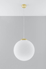 Skandynawska LAMPA wisząca SL.0717 szklana OPRAWA loftowy ZWIS kula biała złota