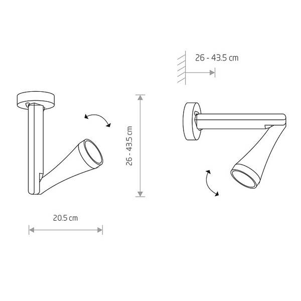Kinkiet zewnętrzny Ottawa 9562 elewacyjny z regulacją grafitowy