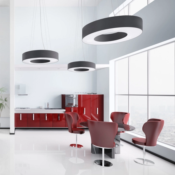 Abażurowa LAMPA wisząca SL.0748 okrągła OPRAWA zwis materiałowy czarny