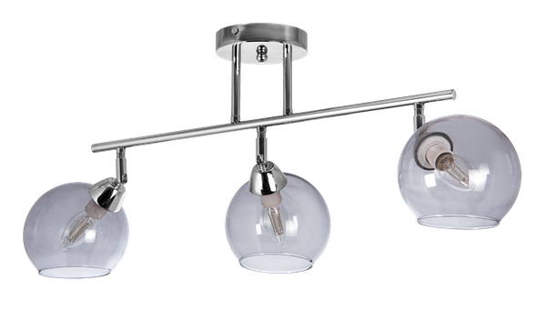 Kulista lampa sufitowa VEN K165-3 szklana chrom przydymiona