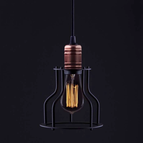 Wisząca LAMPA industrialna WORKSHOP 6336 Nowodvorski drut OPRAWA pręt ZWIS miedź czarny