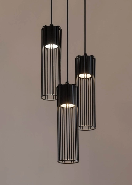 Industrialna lampa wisząca Fobia kaskada nad łóżko czarna