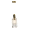Szklana lampa zwisająca Nikolas NIK0140-E01 żebrowana szklana mosiądz