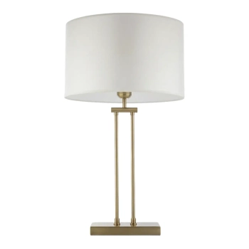 Abażurowa lampa stołowa ATHENS biała mosiężna metalowa art deco do gabinetu T01750BR-WH