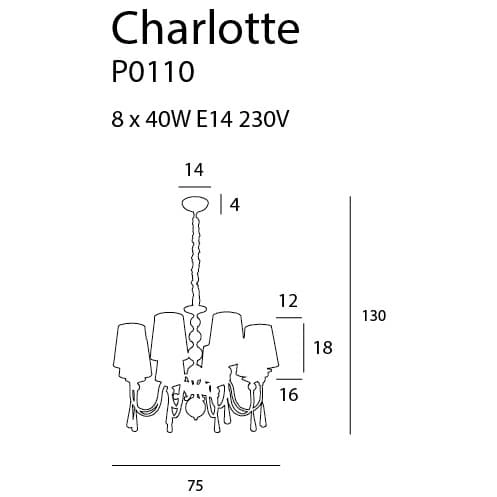Salonowa lampa wisząca CHARLOTTE P0110 Maxlight metal tkanina chrom