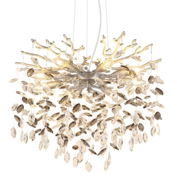 Szklana zwisająca lampa Queena 64138H1S do salonu kryształowa srebrna