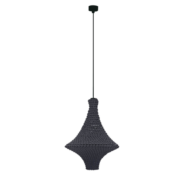 Szydełkowa lampa wisząca Alda 5111 Shilo regulowana bawełniana czarny