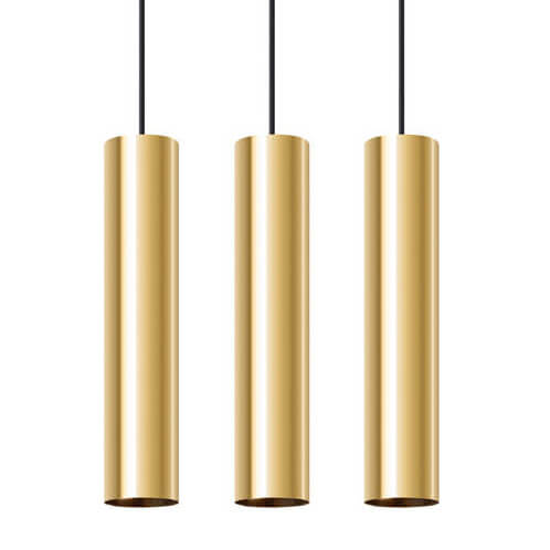 Lampa wisząca potrójna Lagos SL.1201 do salonu tuba modernistyczna złota