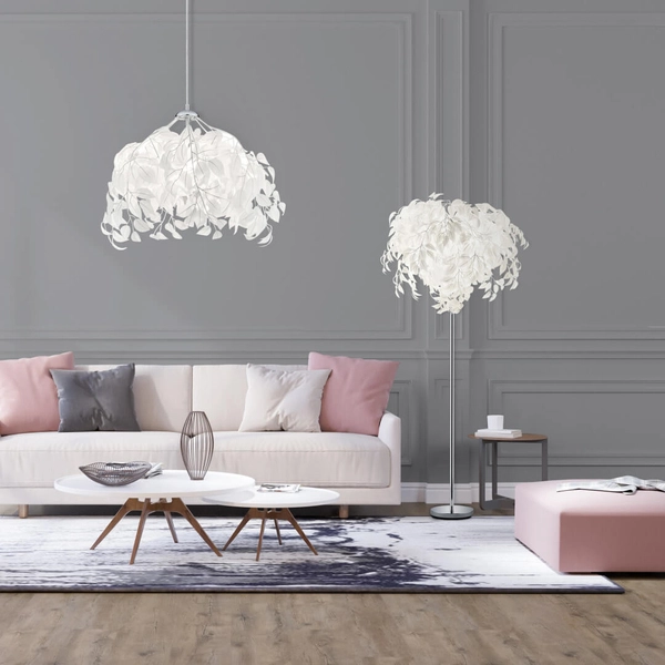Stojąca lampa Leavy R40463001 RL Light liście metalowa chrom biały