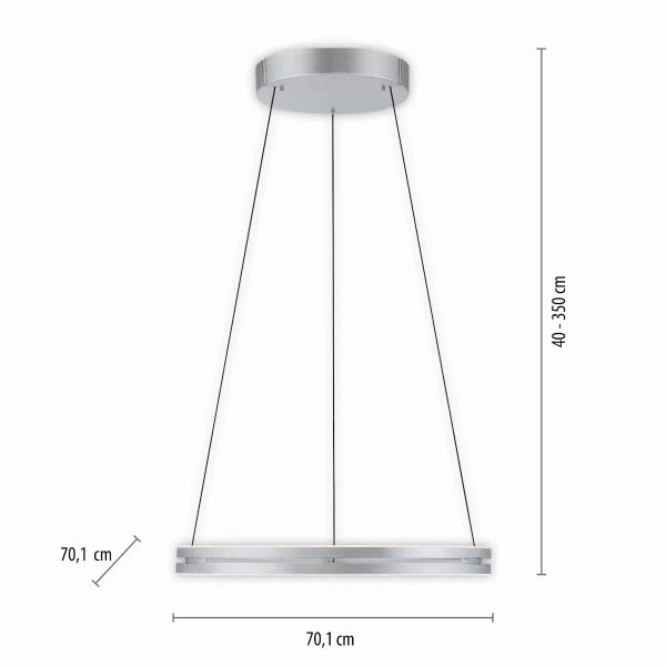 Lampa wisząca PUREE-LOOP srebrna pierścieniowa LED 53W 2700-5000K ring zmienna barwa 2551-95