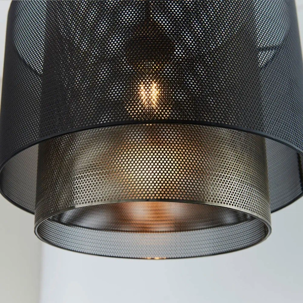 Ażurowa lampa wisząca Plexus 72829 loftowa czarna mosiądz