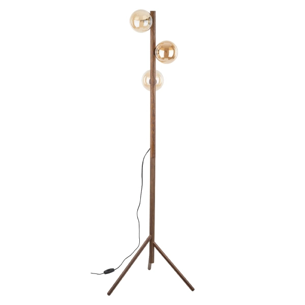 Podłogowa lampa stojąca Estera Wood 16151 do salonu bursztynowa brązowa
