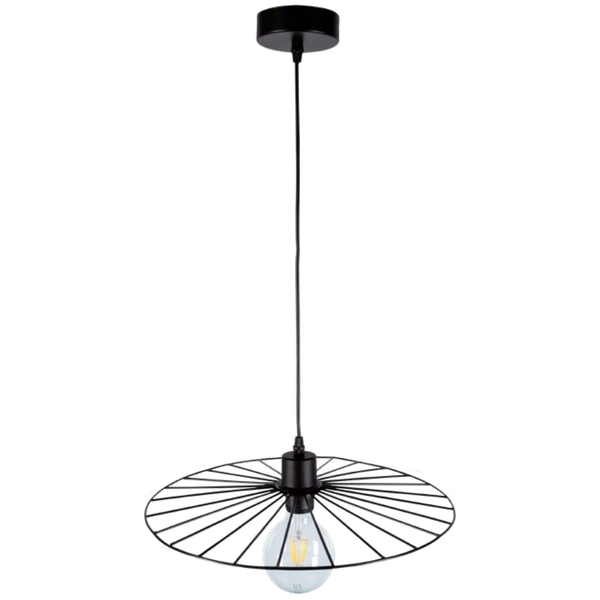 Lampa wisząca ANTONELLA 189219104 kapelusz druciany czarny drewno