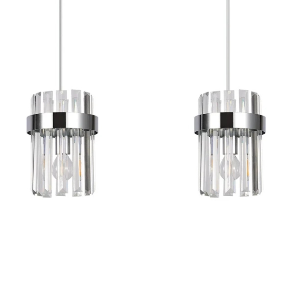 Podwójna lampa wisząca glamour Vetro LP-2910/2L CH kryształowa chrom