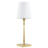 Klasyczna lampa gabinetowa Austin T01234BR-WH Cosmolight metal tkanina mosiądz biała