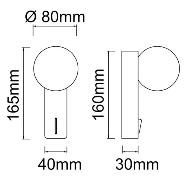 Lampa ścienna Boletta Parette OR85587 z przełącznikiem IP44 szara