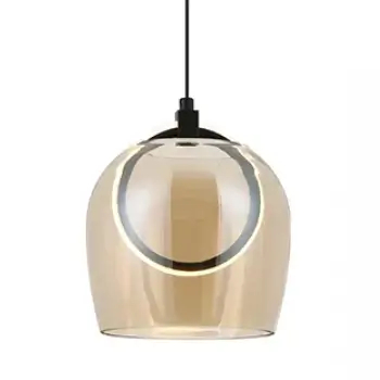 Szklana wisząca lampa 23079 LED 6W 3000K bursztynowa czarny