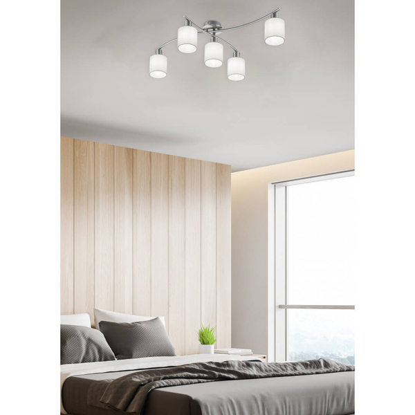 Sufitowa lampa do sypialni Garda 605400501 abażury białe nikiel