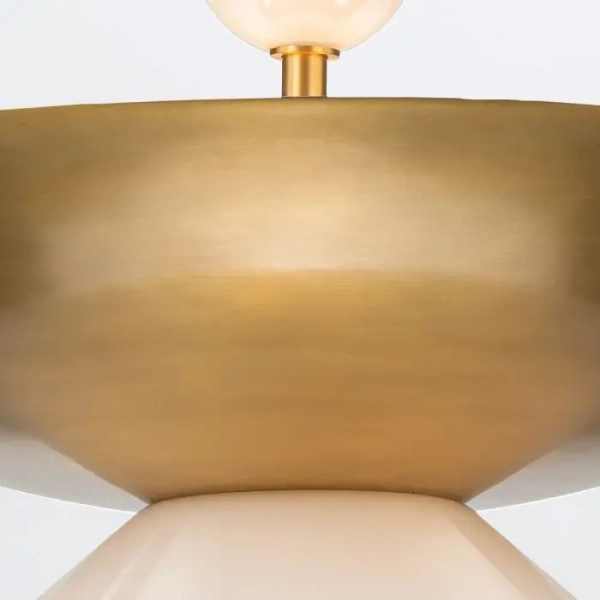 Wisząca lampa do salonu Saucer QN-SAUCER-4P-L-AB-OPAL kula mosiądz