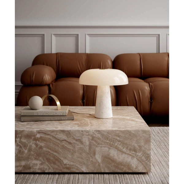 Stołowa lampka Glossy 2020505001 DFTP grzyb opalizowana marmur biała