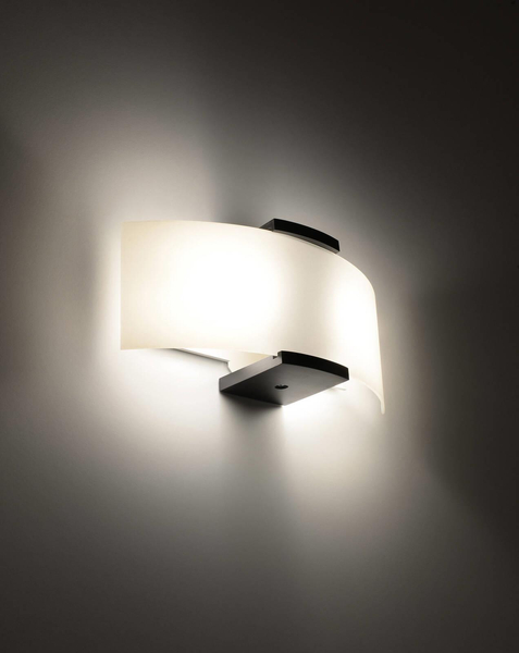 Kinkiet LAMPA ścienna SL.0185 szklana OPRAWA półokrągła biała wenge