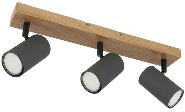 Lampa sufitowa Robby 57911-3G reflektorki grafitowe drewno