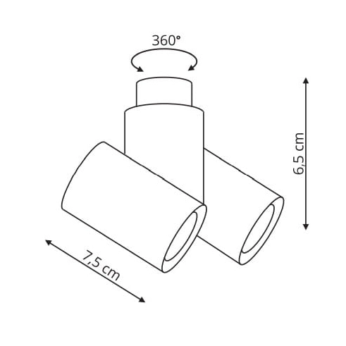 Plafon LAMPA sufitowa BOSTON LP-741/2W WH/BK Light Prestige regulowana OPRAWA tuby metalowe białe czarne