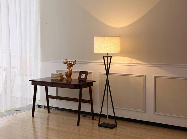 LAMPA podłogowa SANDGLASS FSG-W-E27 Abigali abażurowa OPRAWA stojąca biała