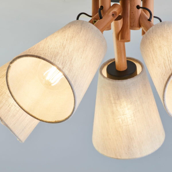 Regulowana lampa sufitowa Vaio 575 do kuchni czarny drewniany beżowy