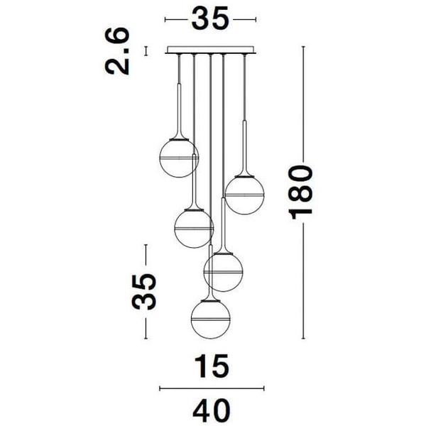 Loftowa LAMPA wisząca PEREZ LE41752 Luces Exclusivas szklana OPRAWA kaskada ZWIS modernistyczny biały złoty