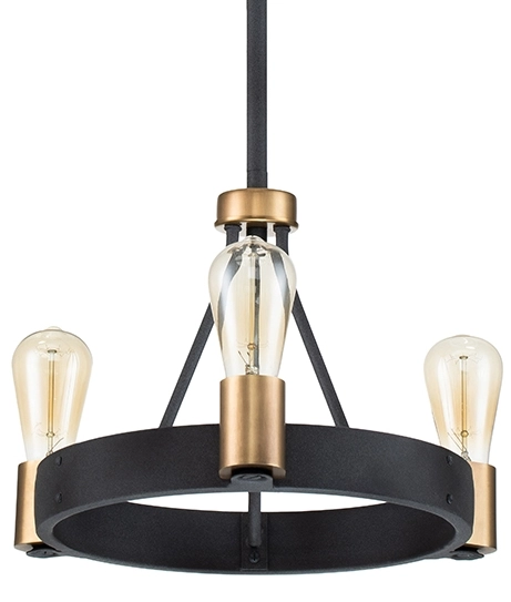 Lampa wisząca QN-SILAS-3P-DZ okrągła czarna mosiądz