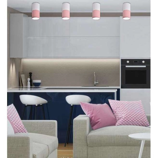 Sufitowa lampa downlight 2273662 okrągła metalowy tuba biała różowa