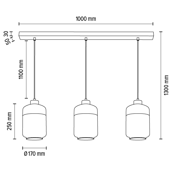 Lampa wisząca AMARETTO 15790304 loftowa szklany zwis przezroczysty czarny