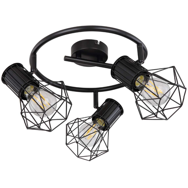 Druciana LAMPA sufitowa PRISKA 54017-3 Globo metalowa OPRAWA plafon industrialne reflektorki spirala czarna