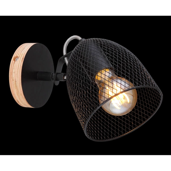 Ścienna lampa ruchoma Josina 54034-1 druciana czarna drewno