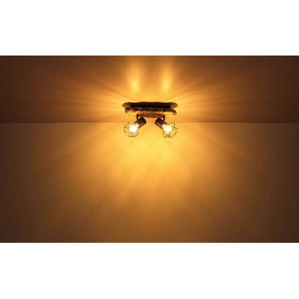 Sufitowa lampa rustykalna Priska 54017W-2 drewno czarna