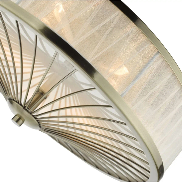 Antyczna lampa sufitowa Oslo OSL5075 okrągła kość słoniowa mosiądz