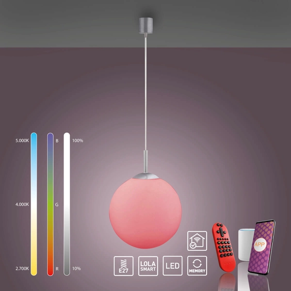 Lampa zwisająca z RGB BOLO 22073-55 Just Light bubble srebrny