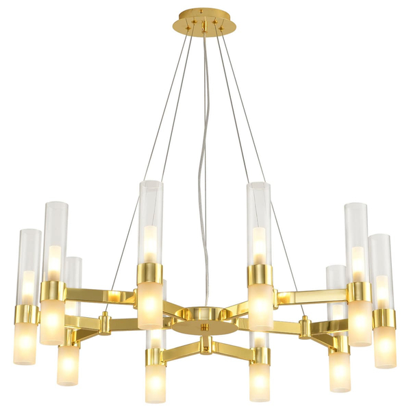 Salonowa lampa wisząca Candela DN1505-10 gold Step mleczne tuby złote