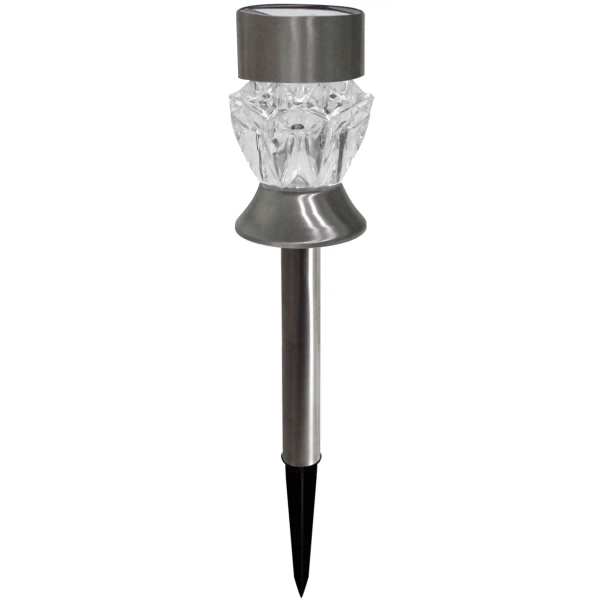 Solarny słupek do ogrodu 304803 LED RGB+6500K kryształowy IP44 srebrny