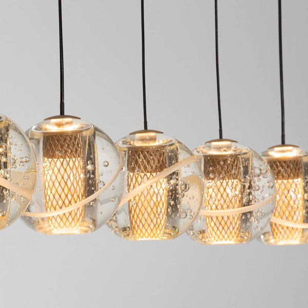 Wisząca lampa na belce CUYO LE44720 LED 16W 3000K balls złota przezroczysta