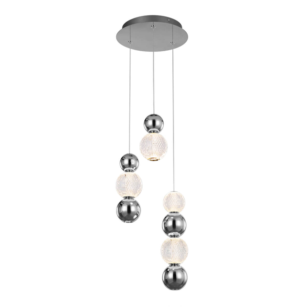 Kulista lampa wisząca Oter PND-83728-21W-3K-CH Italux LED 21W 3000K chrom przezroczysty