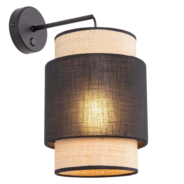 Lampa ścienna ekologiczna Boho 5651 TK Lighting do sypialni czarny słomkowy